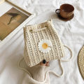 Women Daisy Mini Chain Messenger Bag Girl Versatile Woven Bucket Bag Shoulder Bag. 