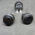 2Pcs- Self-Lock Round BLACK Color 2 Pin AC 250V 16A On Off 2 Terminal Push Button SPST Self Locking Push Button Switches For Car Bus Truck Auto Bike Start Button Switch.