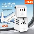 Ldnio Z6 65W 3 USB Ports GaN Universal Travel Adapter - White. 