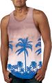 Fredney Mens Summer Fashion Casual Beach Seaside Digital 3D Printed Round Neck Sleeveless T Shirt Vest Cotton Blend Long. 