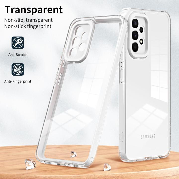 Transparent Phone Case For Samsung Galaxy A52 / Galaxy A52 5G / Galaxy A52s 5G Soft TPU Shockproof Casing 2 in 1 Candy Colors Clear Silicone Back Cover