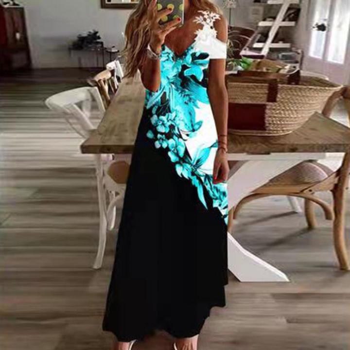 Formal%20Dress%20Floral%20Print%20Lace%20Summer%20Loose-fitting%20A-Line%20Maxi%20Dress%20for%20Banquet%20-%20Image%202