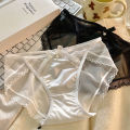 Girl panties mid waist all cotton crotch lace breathable mesh sexy triangle pants women.
