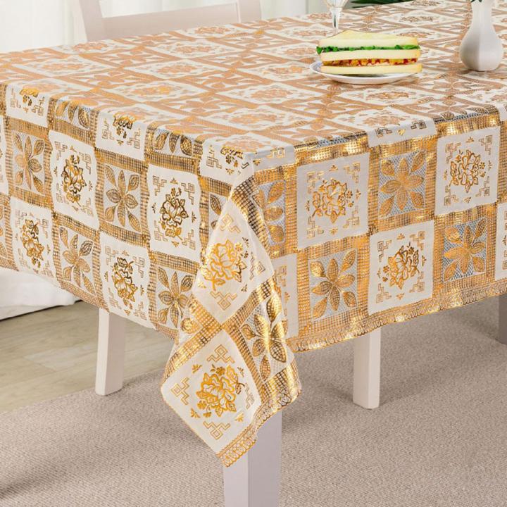 PVC Gold Colour Luxury Dining Table Cloth Table Mat - 84'' by 55 ...