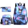 My Melody Kuromi Printed School Bag 3 Piece Set Pencil Case, Shoulder Bag, Backpack, Student Hugh.