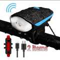 Rechargeable Cycle Light (3 Modes) and Horn (120 db) with Cycle Tail Light LED (4 Modes) Cycle Light for Bicycle Front Rear Light Combo. 