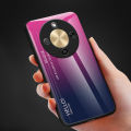 Biruiqu For Honor X9D Gradient Tempered Glass Back Soft Silicone Edge Case Cover. 