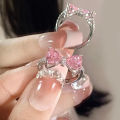 Crystal Bow Rings For Women Girls Romantic Zircon Bowknot Ring Opening Adjustable Finger Ring Fashion Jewelry Gifts Mzea. 