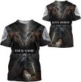 Personalized Horse 3D Shirt with Custom Name Collection T- Shirt 3D All Over Printing S-5XL. 