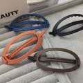 Korean version oval large straight buckle with a headband at back of the head pure color simple twist hair clip. 