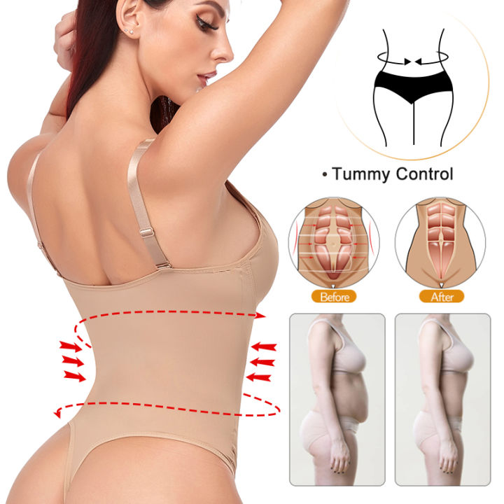 Shapewear%20Bodysuit%20Thong%20Body%20Shaper%20for%20Women%20Waist%20Trainer%20Corset%20Deep%20V%20Neck%20Slimming%20Underwear%20Built-in%20Bra%20Camisoles%20Tops%20-%20Image%203