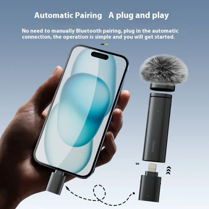 Ulanzi WM-10 Microphone Wireless Mini Noise Reduction Bluetooth Lavalier Microphone For Smartphone Ecording Interviews Videos_ D Leathers