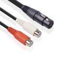 XLR To Dual RCA Cable XLR To RCA Y Splitter Cable 3 Pin XLR Female To 2RCA Female Amplifier Mixing Plug AV Cable, 0.2M.