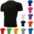 Quick Dry Running Men's Compression T-shirt Breathable Football Suit Fitness Tight Sportswear Riding Short Sleeve Shirt Workout.
