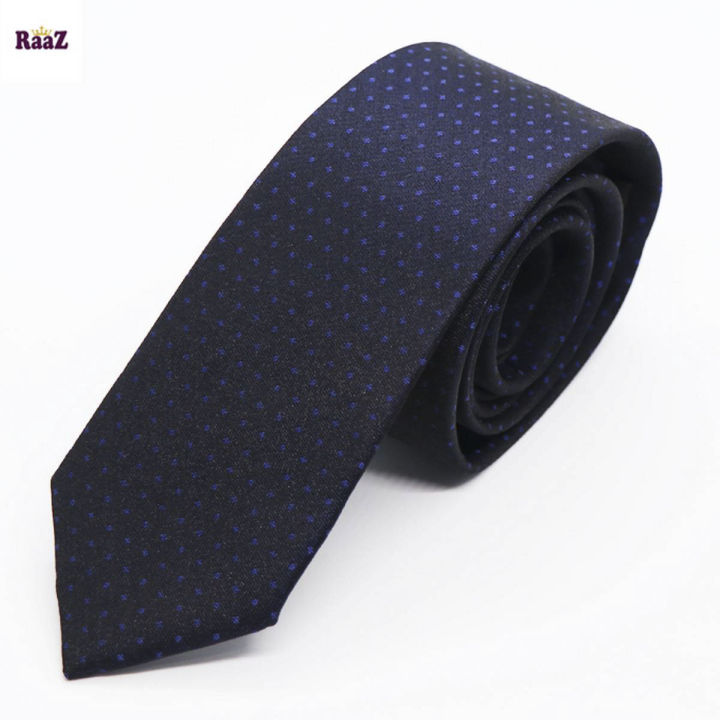 Navy Blue Dot Men Premium Embroidery Cotton Silk Neck Tie