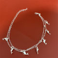 Dolphin Charm Bead Anklet Bracelet for Women – Stylish Silver Tone Ankle Chain Fashion Jewellery.