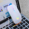Computer Accessories Office A2-R8 Rechargeable Silent Rgb 25Mm Ultra Slim Wireless Mouse With Usb Nano Receiver. 
