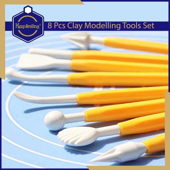 Keep%20Smiling%208pcs%20(Yellow)%20Clay%20Sculpting%20Tools%20Set%20Pottery%20Carving%20Ceramic%20Modelling,%20Cake,%20Chocolate%20&%20Clay%20Carving%20-%20Image%204