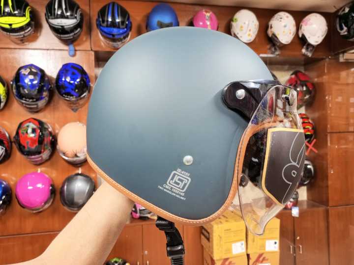 Axor Retro Jet Lesther Dull Slate DOT And Isi Certified Helmet