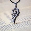 Black Rope Chain Stainless Steel Men Flame Dragon Pendant Necklace For Men.