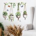 GC 2pcs Succulent Plants Wall Stickers, Removable Potted Plant Wall Decals Peel And Stick, Floral Leaf Decor Art DIY Sticker Wallpaper Supplies For Living Room. 
