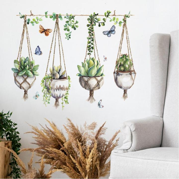 GC%202pcs%20Succulent%20Plants%20Wall%20Stickers,%20Removable%20Potted%20Plant%20Wall%20Decals%20Peel%20And%20Stick,%20Floral%20Leaf%20Decor%20Art%20DIY%20Sticker%20Wallpaper%20Supplies%20For%20Living%20Room%20-%20Image%202