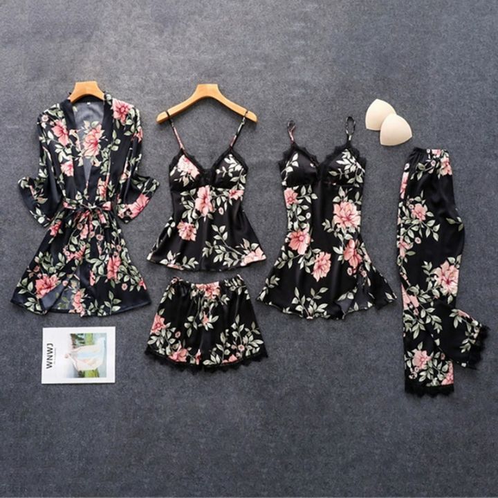Pajamas%20for%20Women%20Pijama%205%20Pieces%20Set%20Sexy%20Ladies%20Pyjama%20Sleepwear%20Women%20Pajama%20Sets%20Sleep%20Lounge%20with%20ChPads%20Homewear%20-%20Image%206