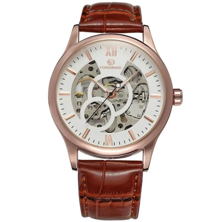 Forsining Rose Gold Design Men Top Brand Luxury Erkek Saat Skeleton Mechanical Watch Clock Relogio Montre Homme Free Ship