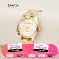 Lovito Classy Plain Basic Stainless Steel Strap Quartz Watch for Woman LL4025 (Golden).