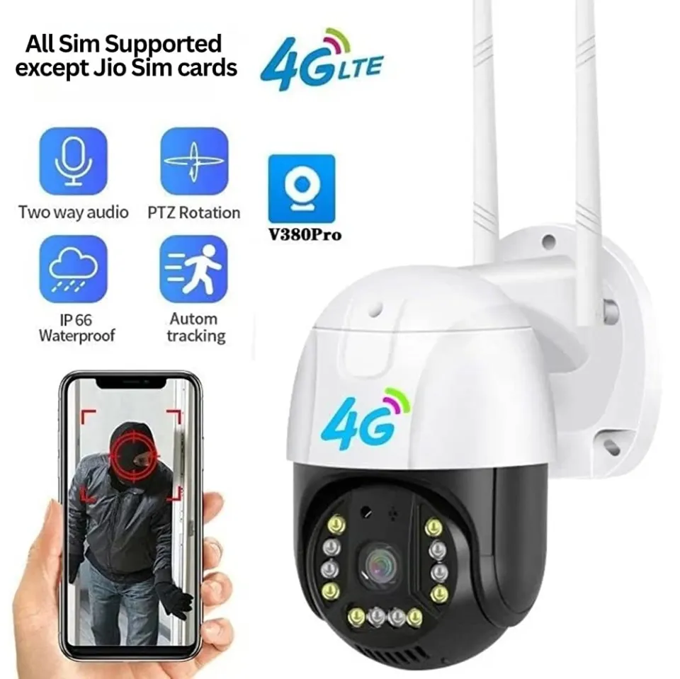 V380 C15X-H 4G SIM Supported WIFI IP Camera 3MP Full HD IP66 Outdoor  Wireless PTZ Security Camera Colored IRS Dual Light Night Vision AUTO  Tracking