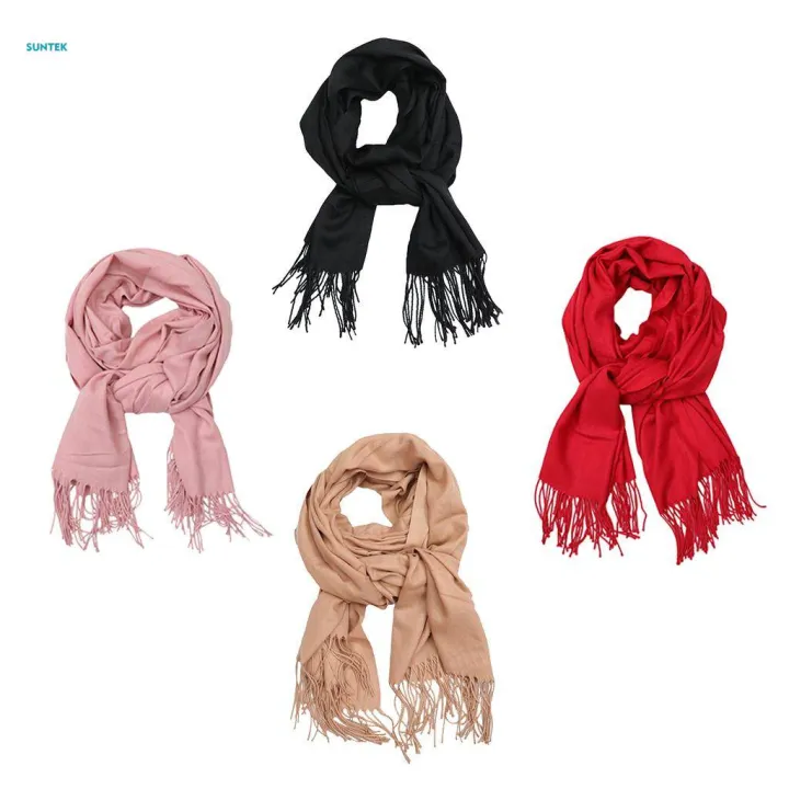 Womens%20Long%20Large%20Pashmina%20Shawl%20Wrap%20Scarf%20in%20Solid%20Colors%20Khaki%20-%20Image%204