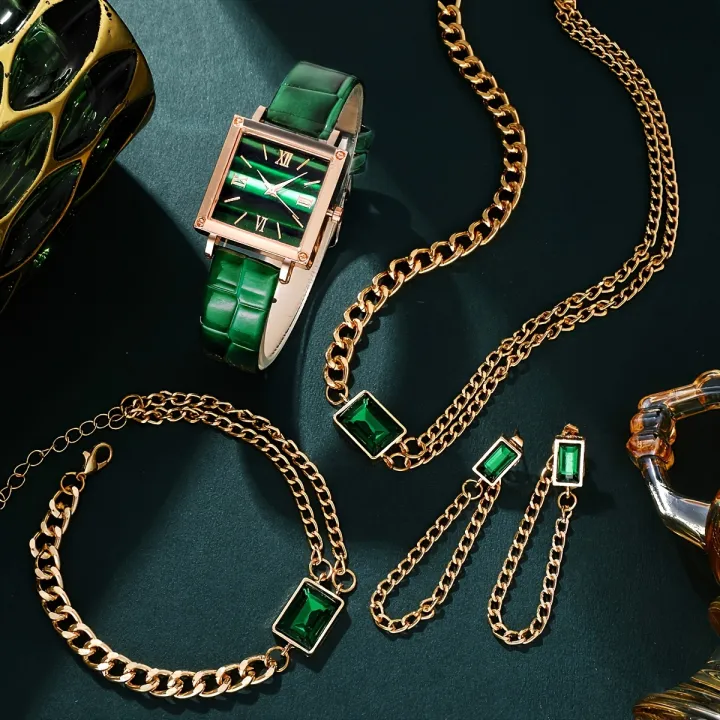 Ladies%20Fashion%205pcs%20Square%20Dial%20Wristwatch%20Set%20Women's%20PU%20Leather%20Strap%20Watch%20and%20Matching%20Jewelry%20Girl%20Waterproof%20and%20Durable%20Watches%20-%20Image%205
