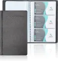 Premium Business Card Holder Black Cover Elegant Desk Organizer for Office Supplies.