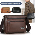 PU horizontal men's shoulder bag, crossbody business commuter men's bag, autumn new casual men's work bag.