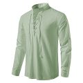 2023 New Men's Casual Blouse Cotton Linen Shirt Tops Long Sleeve Tee Shirt Spring Autumn Slanted Placket Vintage Yoga Shirts. 