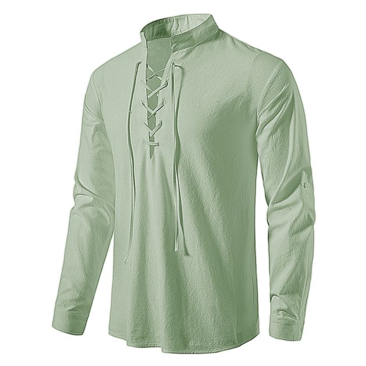2023%20New%20Men's%20Casual%20Blouse%20Cotton%20Linen%20Shirt%20Tops%20Long%20Sleeve%20Tee%20Shirt%20Spring%20Autumn%20Slanted%20Placket%20Vintage%20Yoga%20Shirts%20-%20Image%205