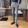 British Style Autumn New Business Mens Dress Suit Pants ple Formal Wear Slim Fit Straight Office Trousers Men Clothing 36-29.