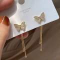 New Women Long Tassel Earrings Butterfly Rhinestone Earring S925 Silver Needle Elegant Geometric Hanging Earring Jewelry. 