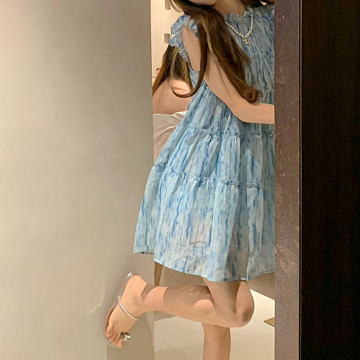 Printed%20A%20Line%20Above%20Knee%20Mini%20Dress%20Chiffon%20A%20Line%20Loose%20O-neck%20Casual%20Dresses%20-%20Image%206