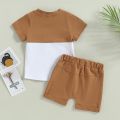 Baby Boy Summer Short Sleeve T-shirt Tee Shorts 2 Pcs Outfits Set used children baby comfortable T-shirt and pant (.