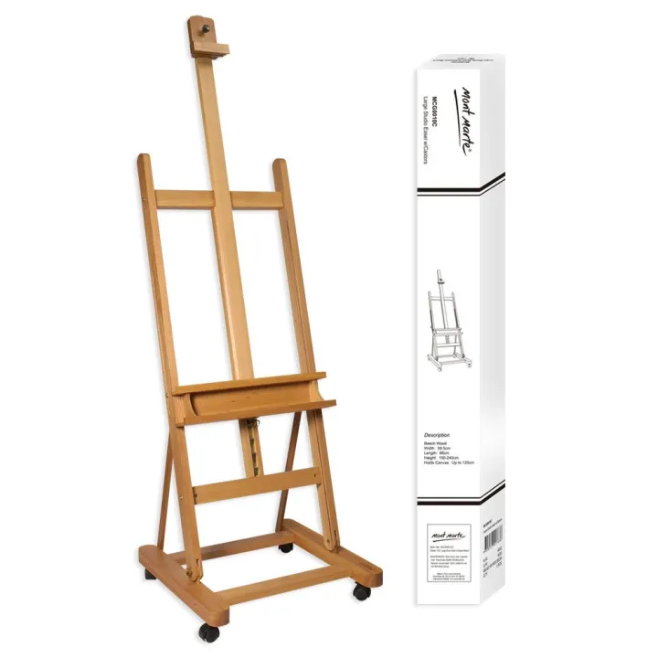 Mont Marte Large Studio Easel w/castors Beech Wood