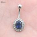 Starose 14G Oval Crystal Belly Piercing Nombril Barbell Women Earrings Surgical Steel Navel Ring Belly Button Rings Body Jewelry.