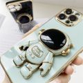 UCUC for Redmi Note 7 / Note 7 Pro Back Cover + Free Lanyard Creative Cute Astronaut Folding Bracket Luxury 6D Plating Case Soft Silicone Square Phone Cases. 
