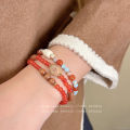 Genting Pavilion ~ Literary Retro Chinese Beaded Double Circle Fine Bracelet Prayer Word Gentle Temperament Girlfriend Bracelet Wholesale.