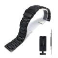 Langley Universal Stainless Steel Watch Band  20mm Black Watch Strap Double Press Safety Buckle Metal Wristband. 