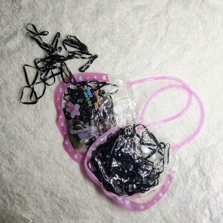 200 Pcs Black Elastic rubber band For women with 2pcs bag