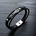 European and American hip-hop men's bracelets, men's musical note leather bracelets, simple multi-layered braided trendy men's bracelets for boyfriends.