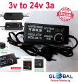 DC 3v To 24v 3a.  Universal Adjustable Ac Dc Power Adapter Voltage Regulated Adaptor. 