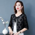 2023Spring Summer Coat Shawl Lace Women's Loose Slimming Large Size Cardigan Hollow out Sun-Proof All-Matching Coat Top.
