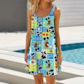 Disney Mickey Mouse Print Women Dress Vintage Woman Beach Dress Sling Midi Sleeveless Dresses Boho Girls Streetwear Night Dress.